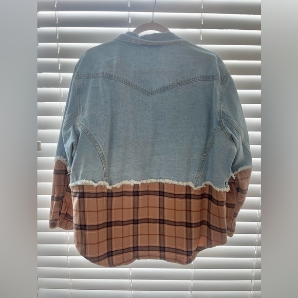 Princess Polly Larkin Denim Jacket Beige Check - Picture 6 of 6